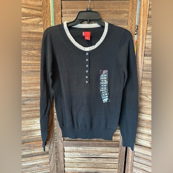 Levi's Sweaters - Levi’s Black Sweater with Cream Lace Trim NWT